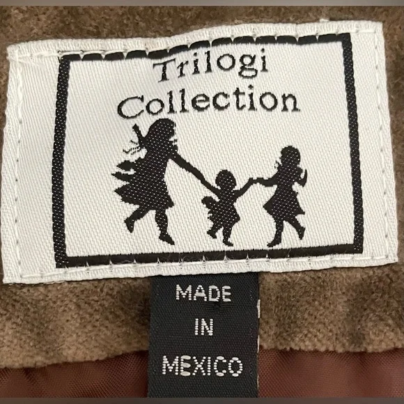 Trilogi collection the ball velvet girls hooded hooded coat jacket / cream/tan - Picture 3 of 3